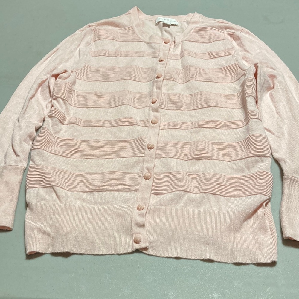 Charter‎ Club Knit Cardigan Sweater Pink Pretty Buttons size XS